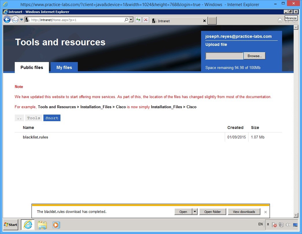 Practice Labs screenshot.